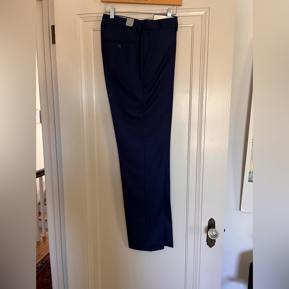 J.Crew Wool Men's navy Bowery Classic Dress Pants in 100% Italian wool NWT 32x34